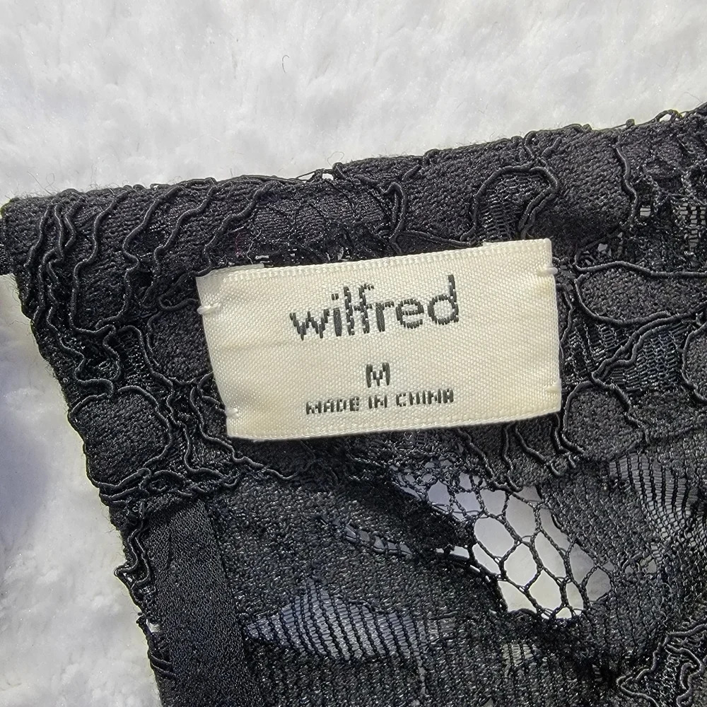 Wilfred Aritzia Short Sleeve Black Lace Scalloped Hem Dress No Liner Size M - Picture 8 of 11